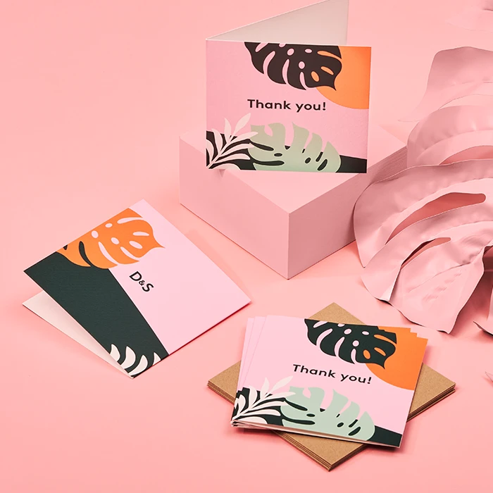 Double Sided Folded Wedding Thank You Cards