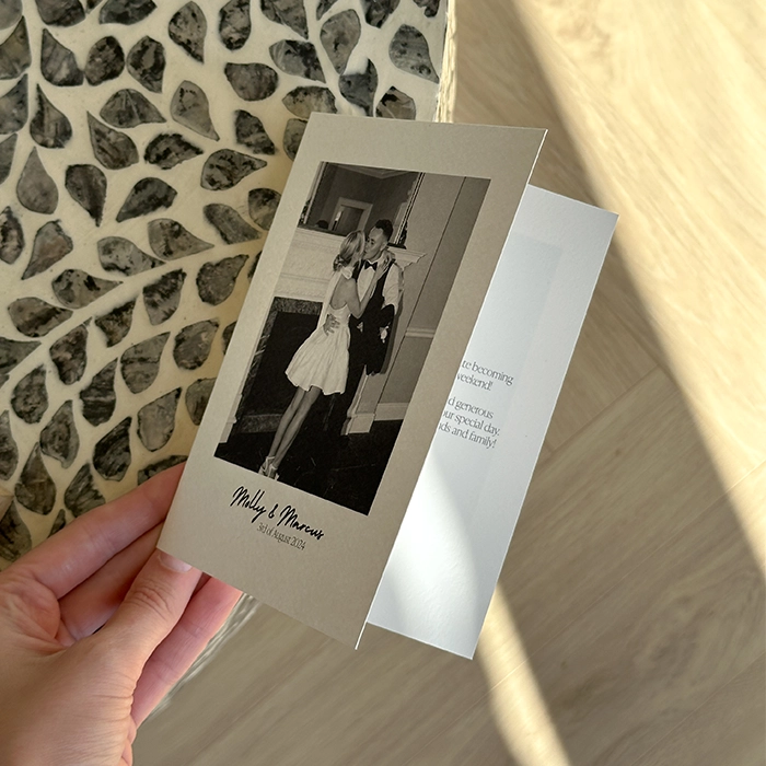Custom Print Folded Wedding Thank You Card