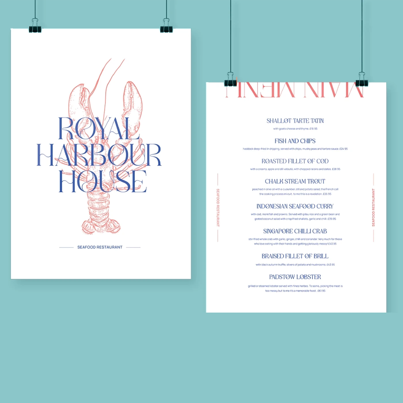 Hanging Printed Menu Posters