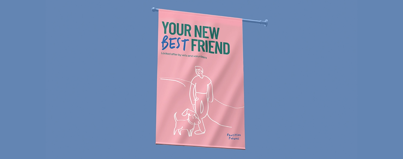 Custom flag for charity hung on a pole