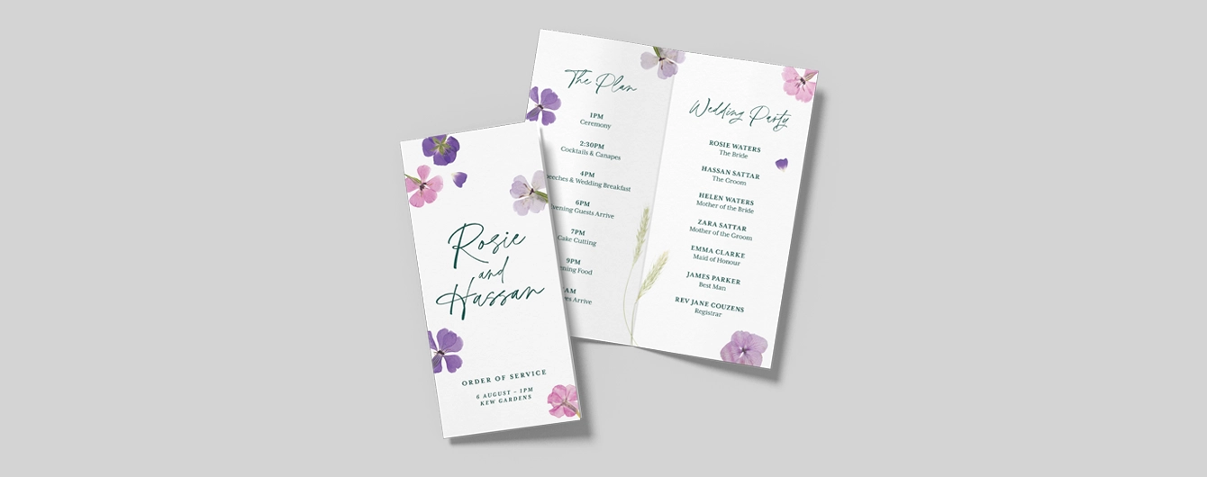 Folded Wedding Order of Service