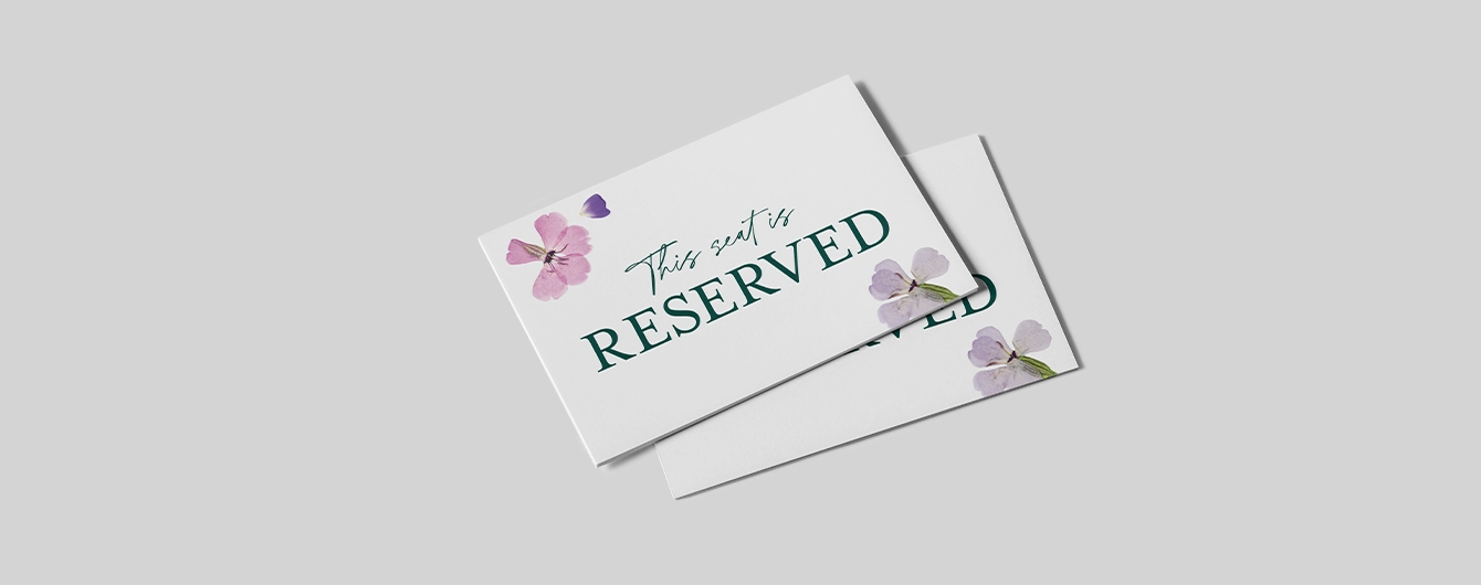 Wedding Seat Reserved Signs | Reserved Card Printing