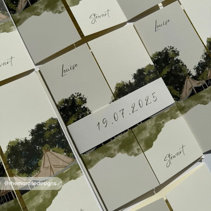 Gate folded Wedding Invitation with a Wedding Belly Band.