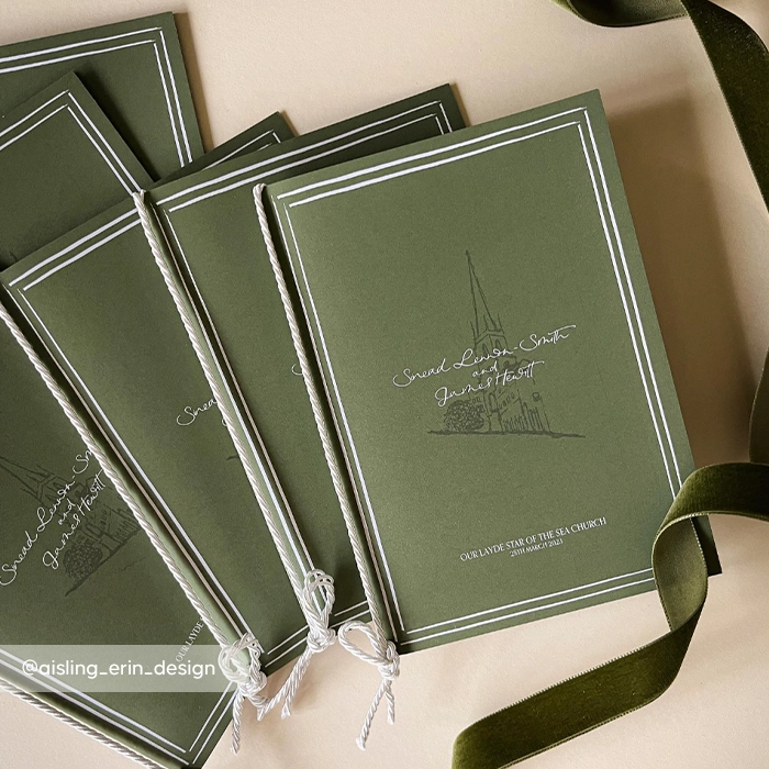 Green Wedding Order of Service Booklets