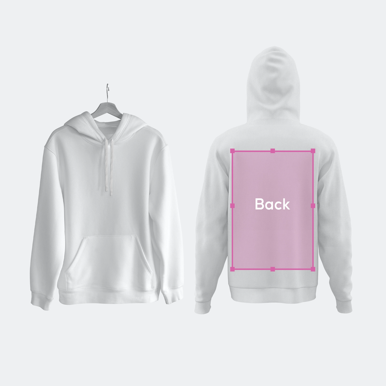 White Hoodie Back Print Area