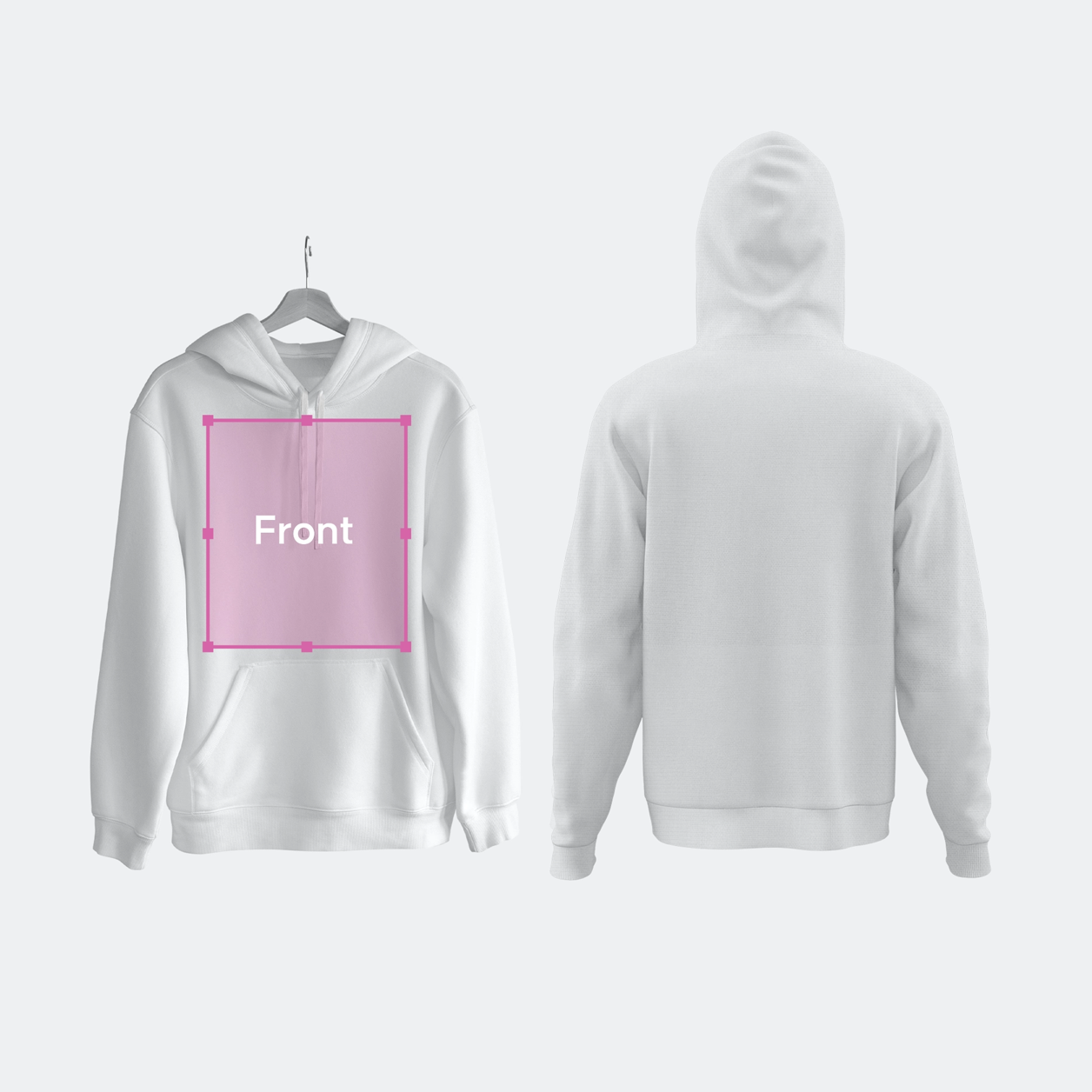 White Hoodie Front Print Area