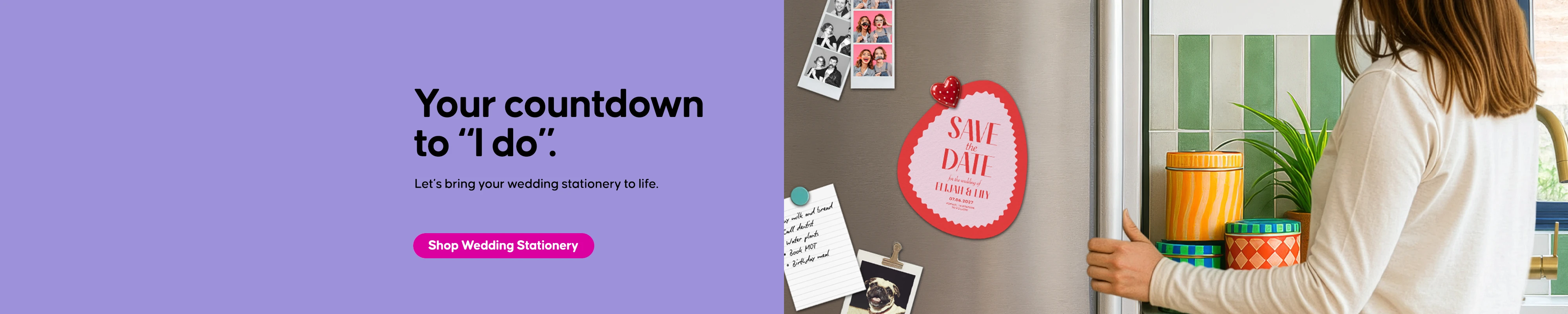 Wedding Save the Date stuck to fridge