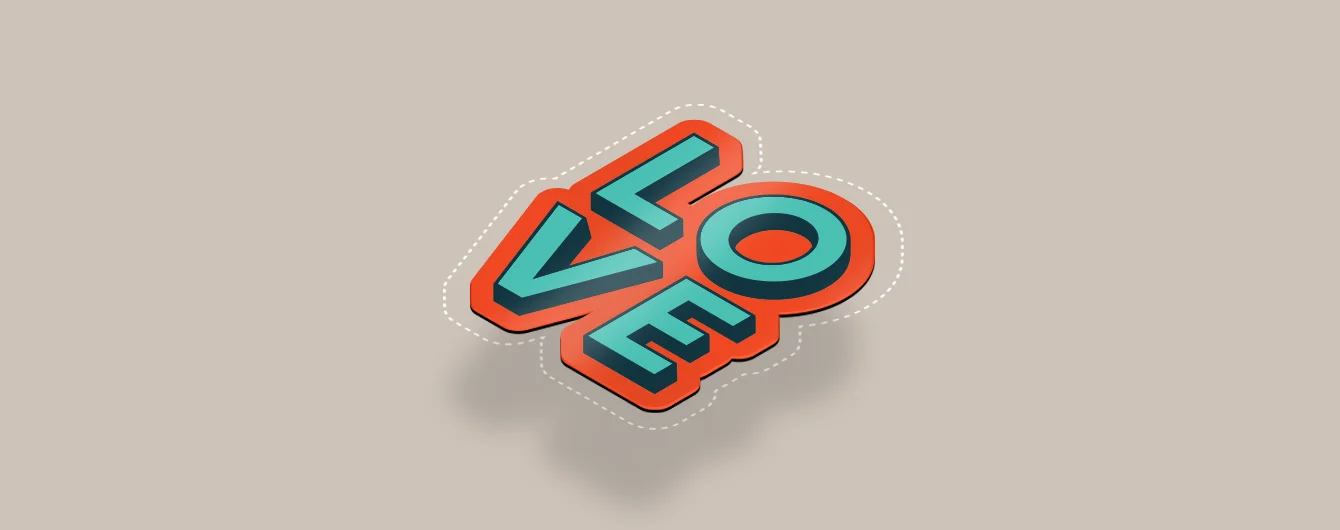 'LOVE' custom shape magnet.