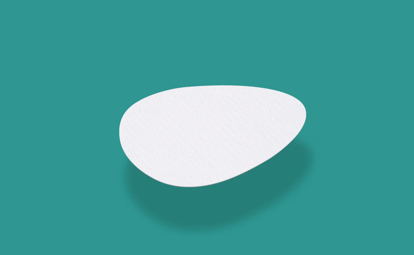 Die cut, blank pebble-shaped print