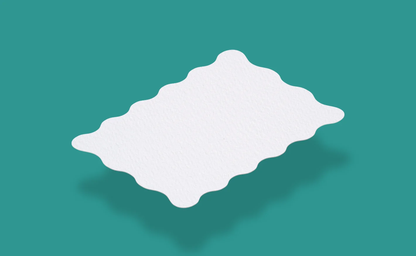 Die cut, blank wavy-shaped print