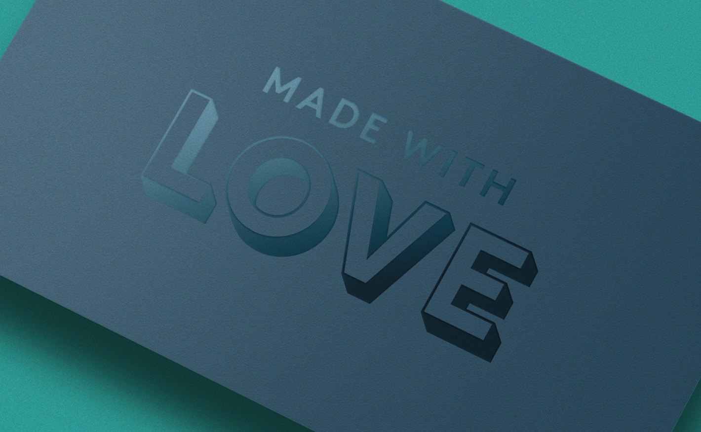 Dark blue print with Spot UV text reading "MADE WITH LOVE".