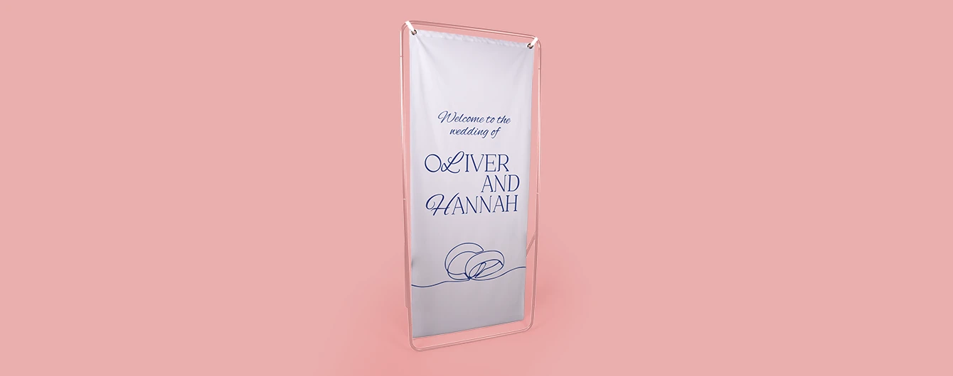 Wedding ceremony white Fabric Banner