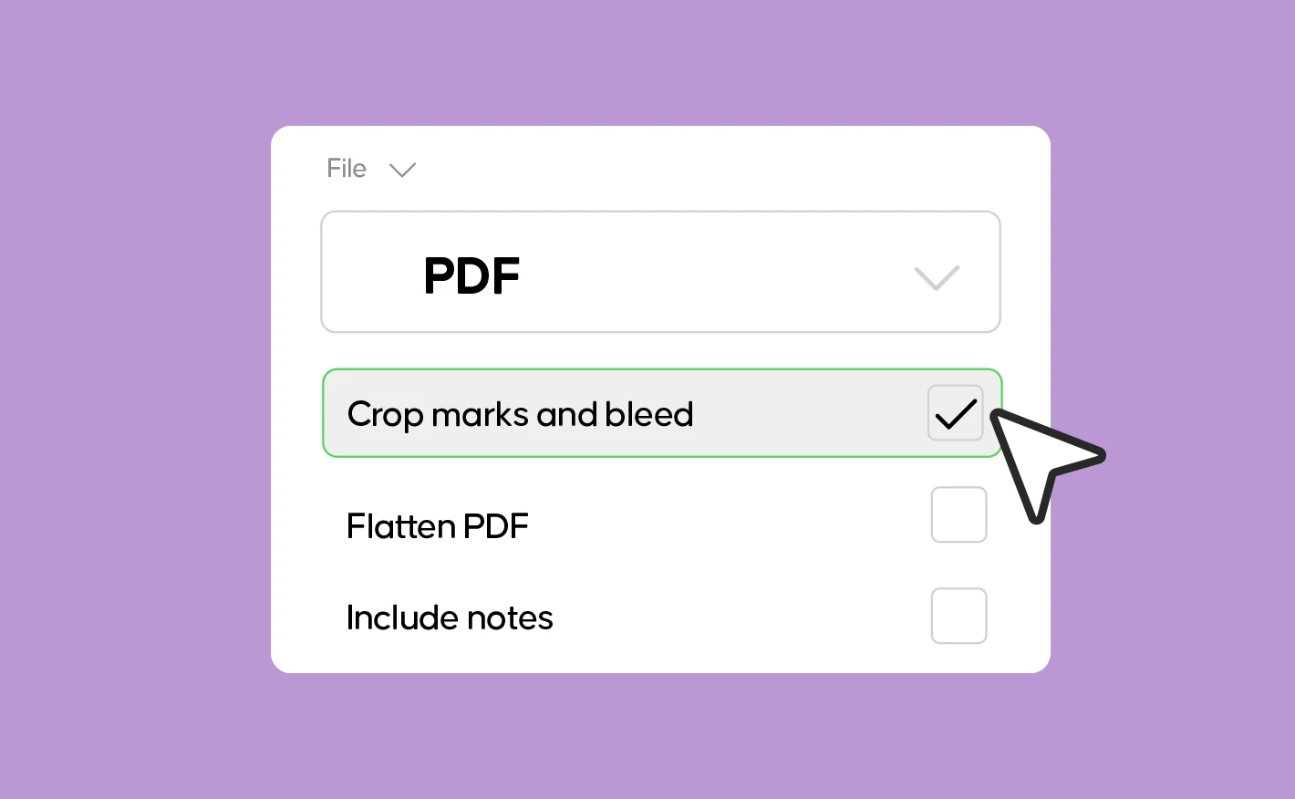 PDF settings in Canva