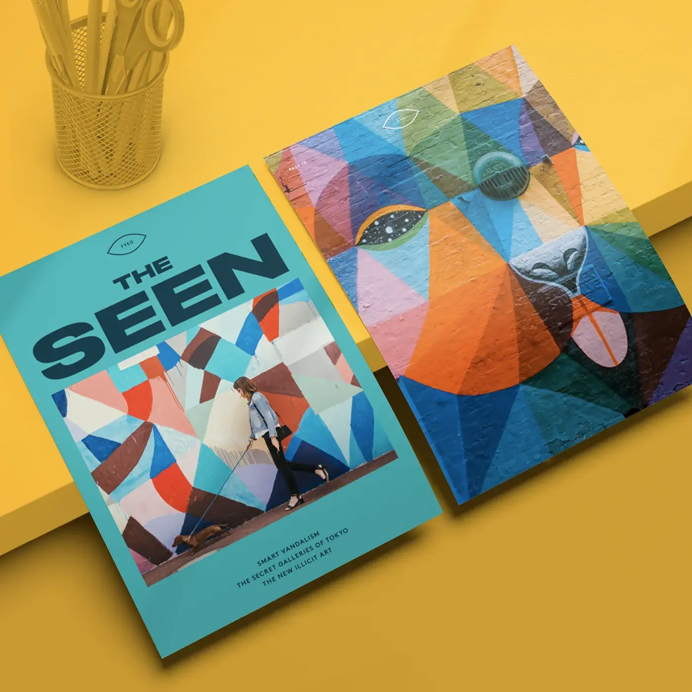 Two "THE SEEN" A4 Posters featuring vibrant, colourful artwork.