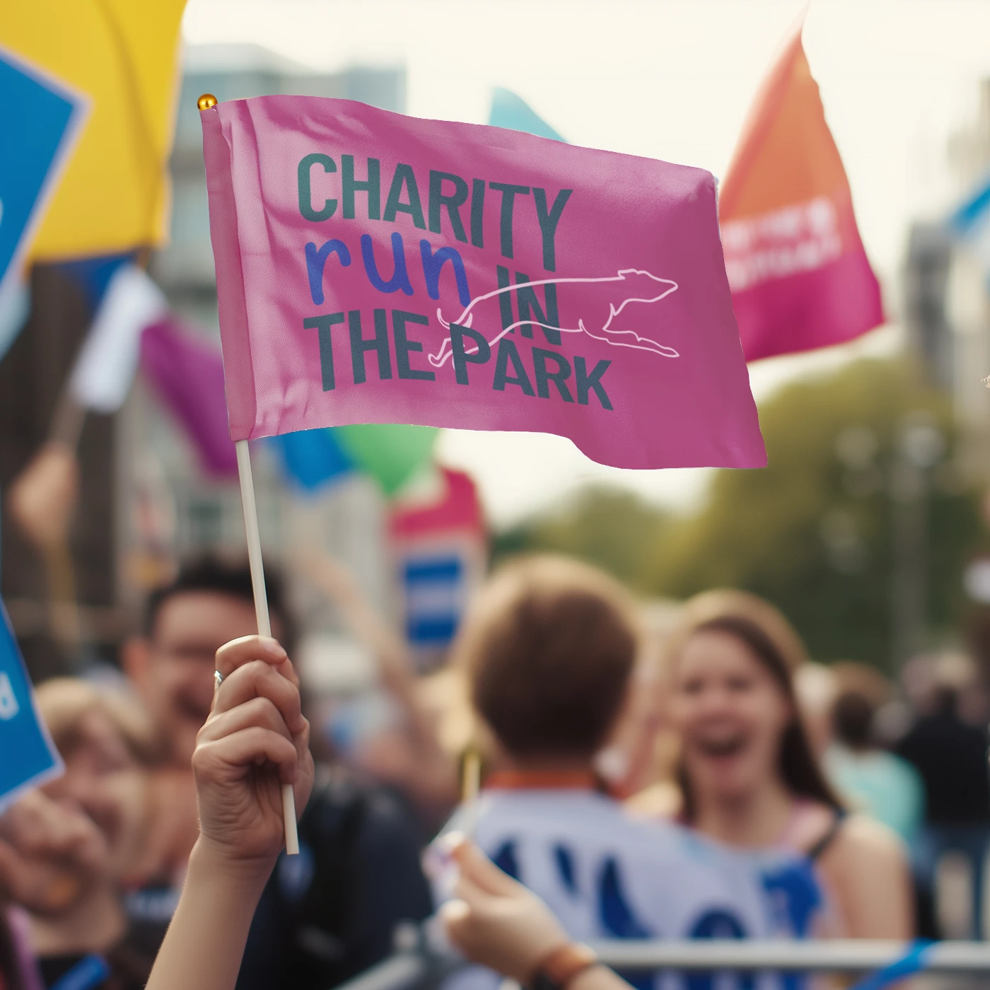 Mini Flag for a charity run in the park.