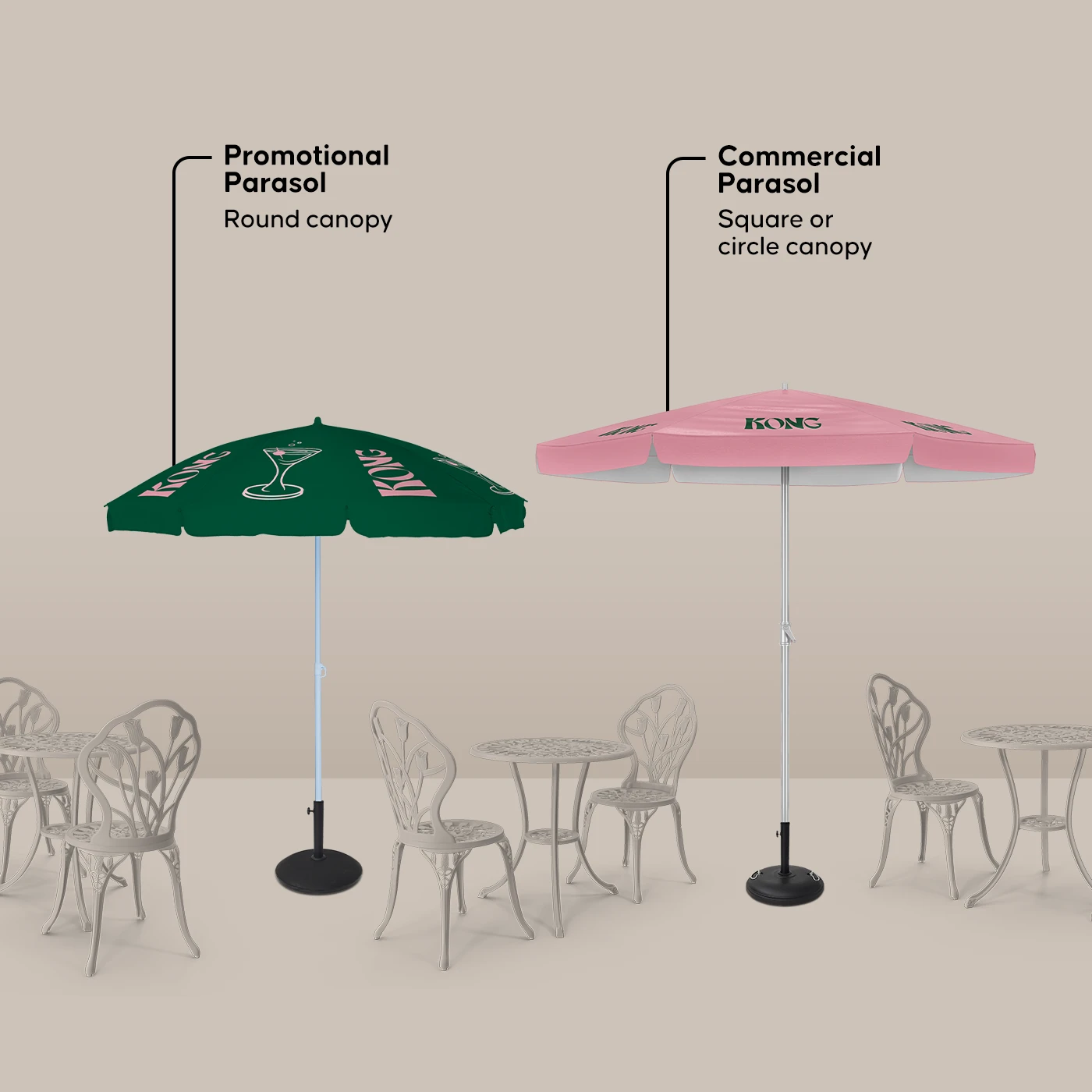 branded patio umbrella template Printed Market Umbrellas Frame and Canopy / 22lb Heavy Duty Base & Waterbag perfect for outdoor events Patio Umbrella Mockup - Premium