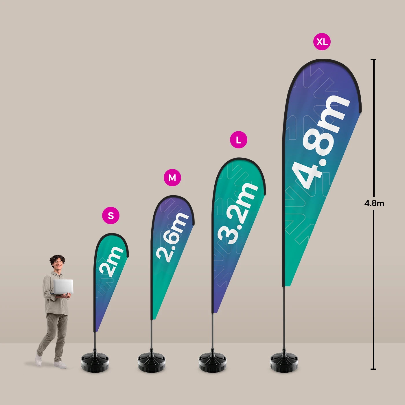 Teardrop Flags Size Comparison