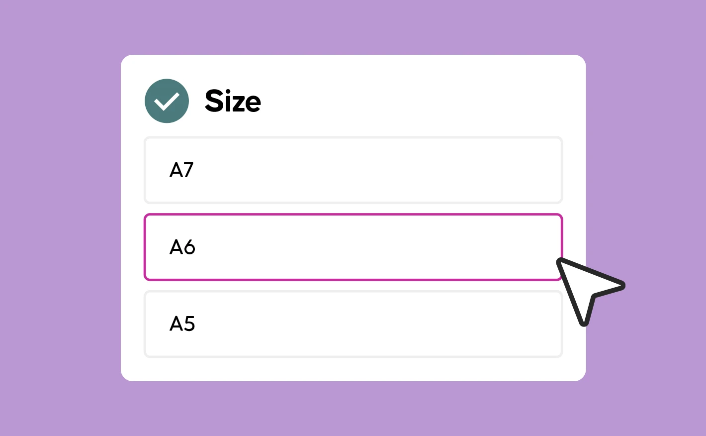 Customise your product specifications Printed.com interface
