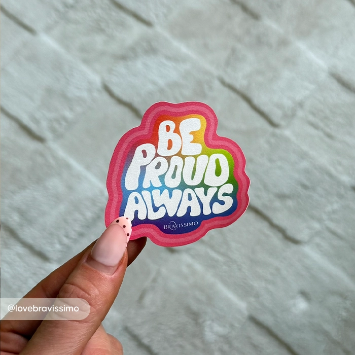 Bravissimo rainbow branded Custom Shape Die Cut Sticker