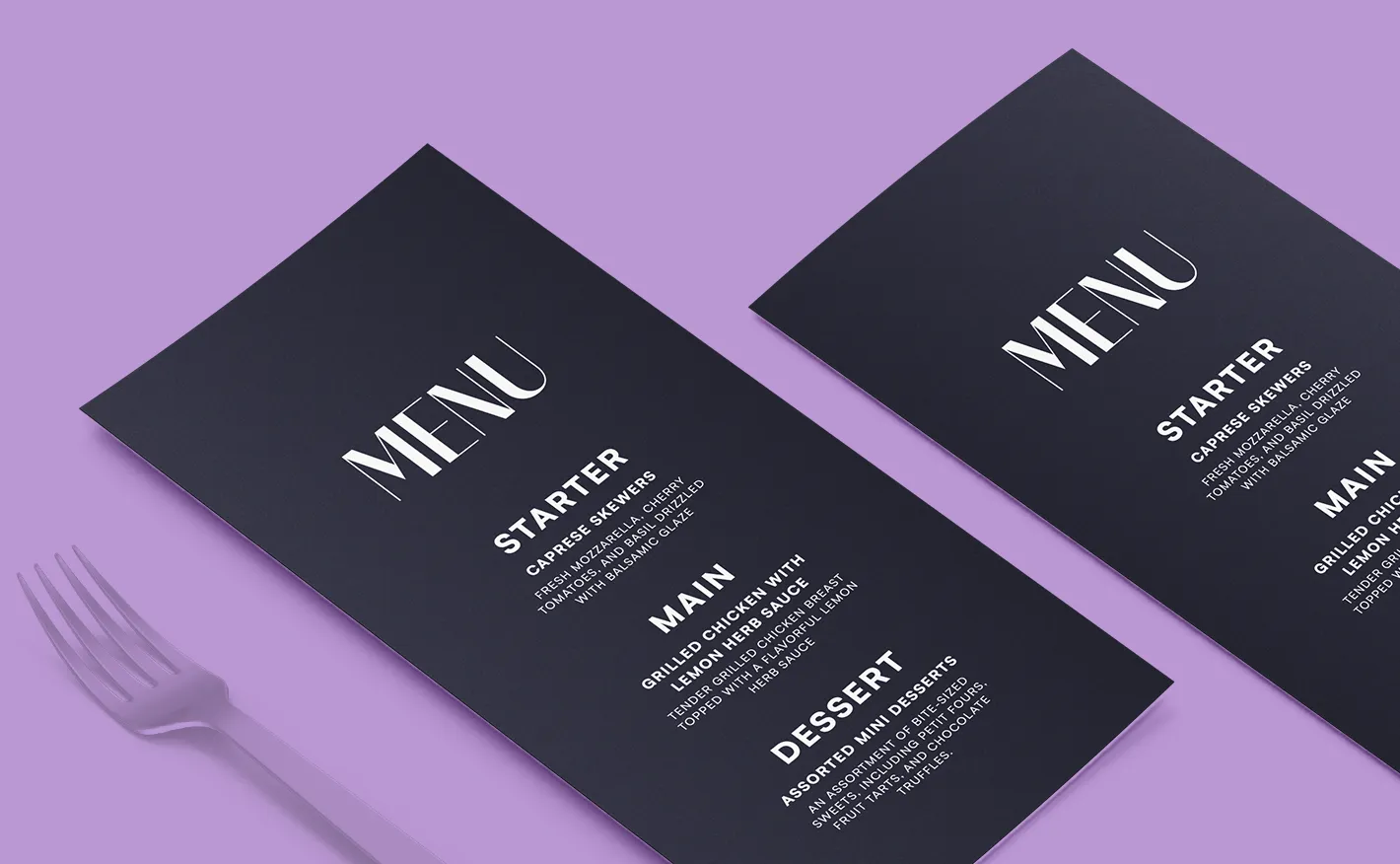 White ink Wedding Menu