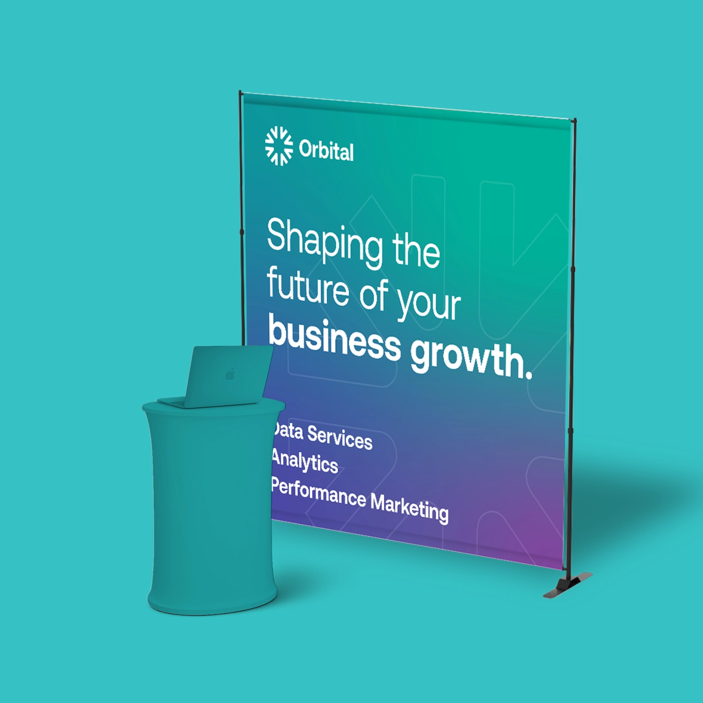Business Backdrop Banner behind a counter.