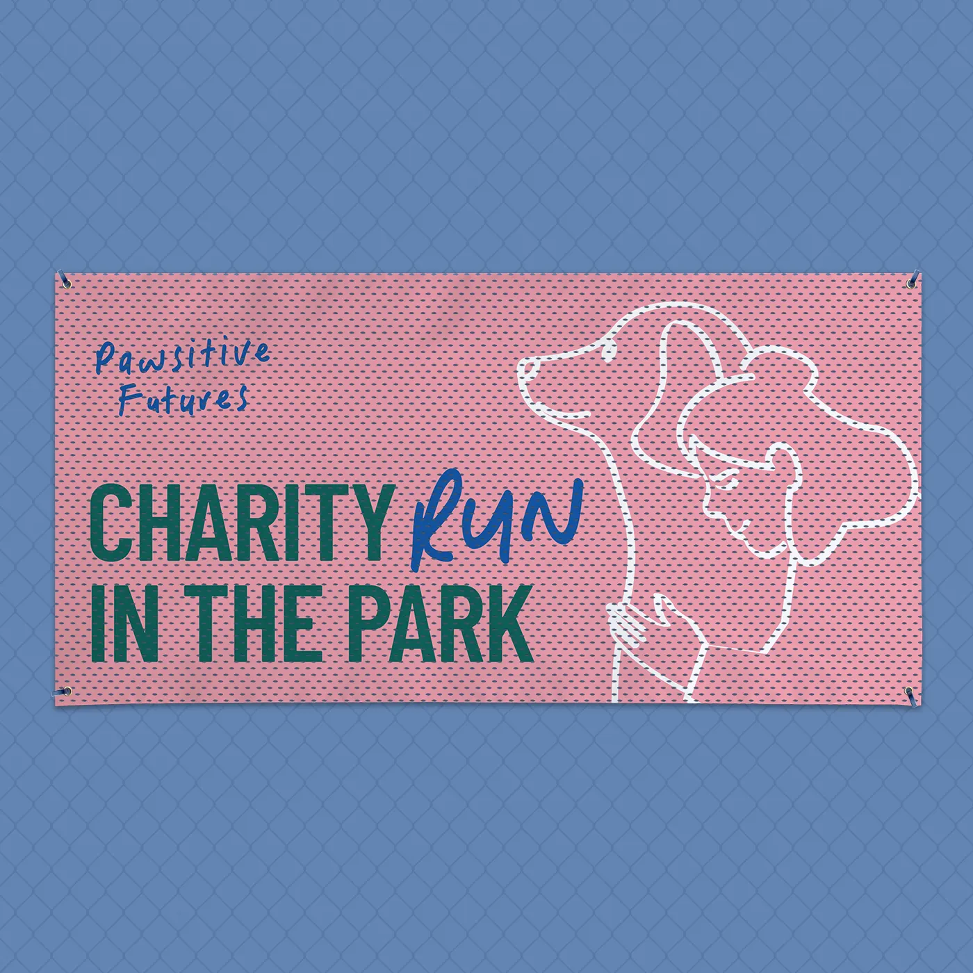 Mesh Banner for "charity run in the park".