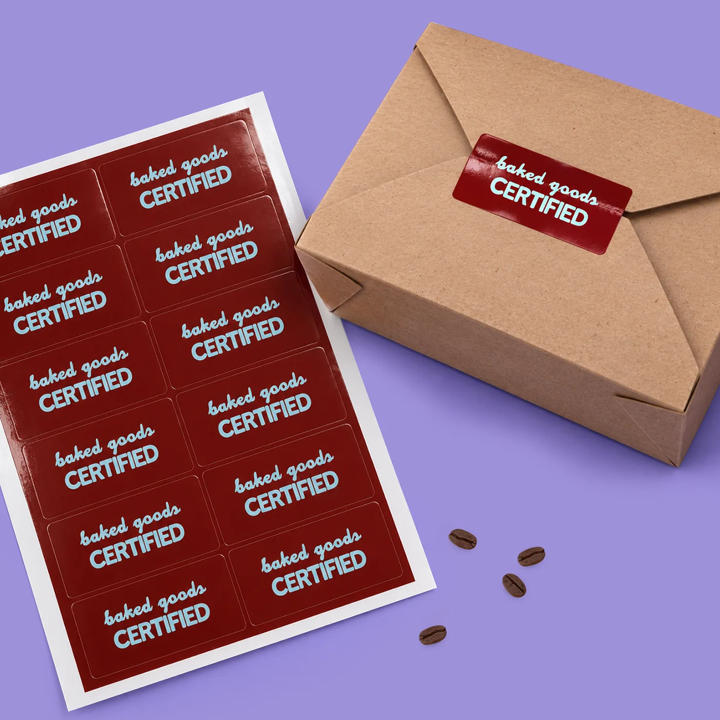 Rectangle Sticker Sheets shown sealing a packaging box.