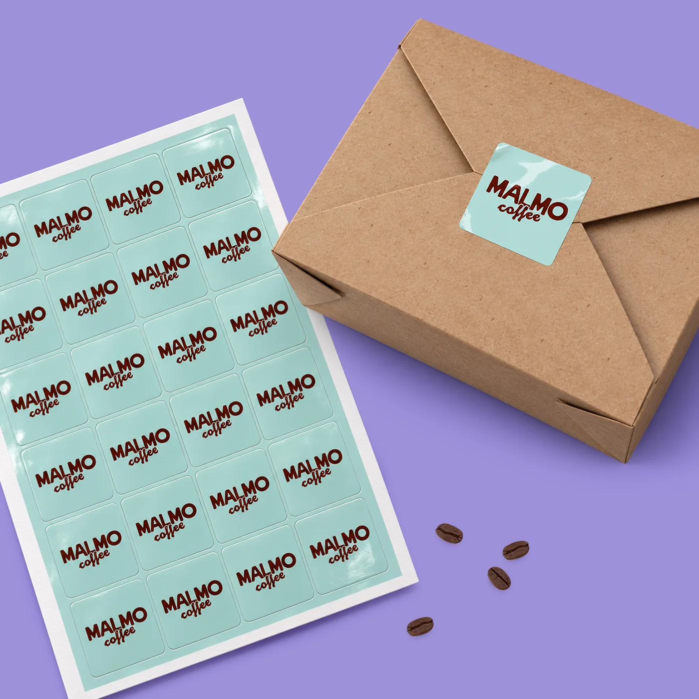 Square Sticker Sheets for "Malmo Coffee" brand.