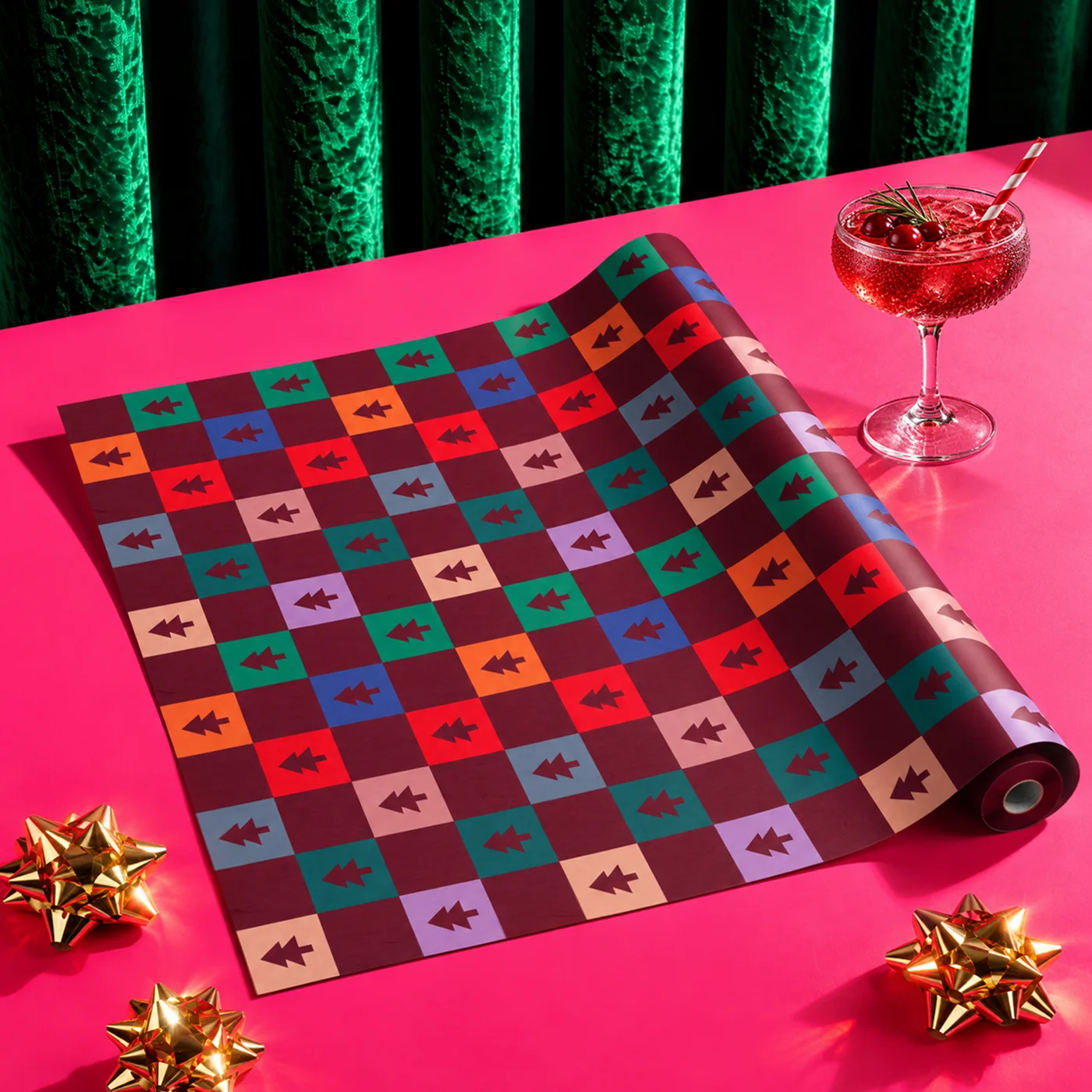 Festive patterned Wrapping Paper Roll.